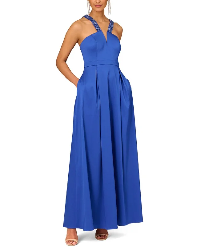 Women's Holiday Outfit Hot Trends Aidan Mattox V-Neck Mikado Ball Gown