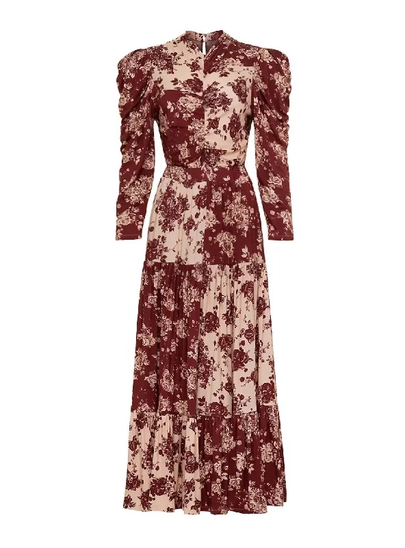 Comfortable Lounge Clothing Stupidly Low Prices Brie Knit Maxi Dress In Burgundy Floral