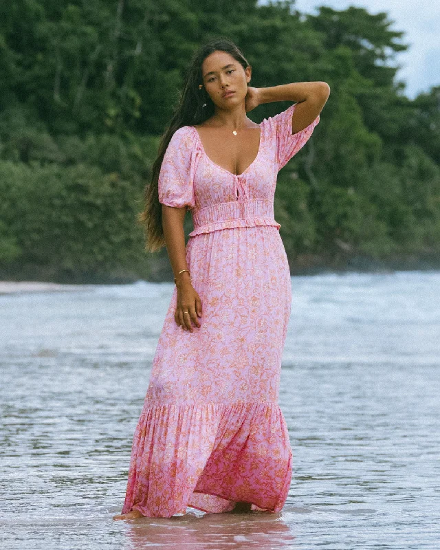 Plus-Size Women's Clothing Chic Trend Collection Sweet On You Maxi Dress - Pink Trails