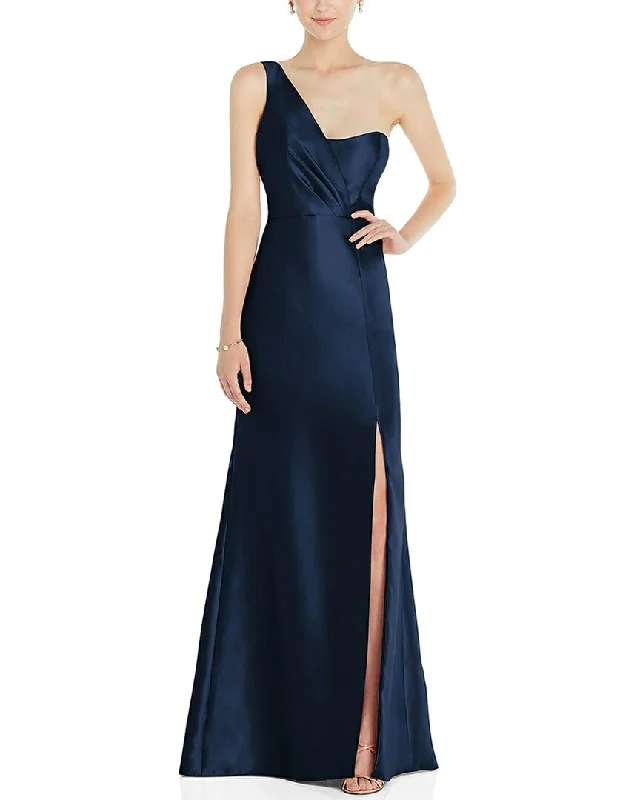 Women's Chic Outerwear Outfit Vintage-Inspired Style Offers The Dessy Group Off-The-Shoulder Satin Trumpet Gown