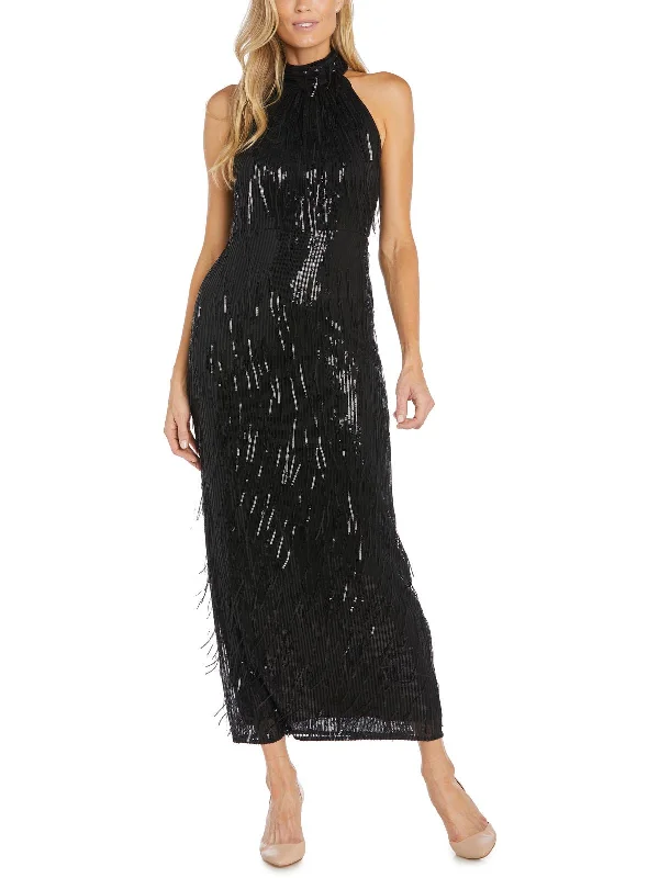 Women's Plus-Size Attire Playful Fashion Offers Womens Sequined Halter Evening Dress