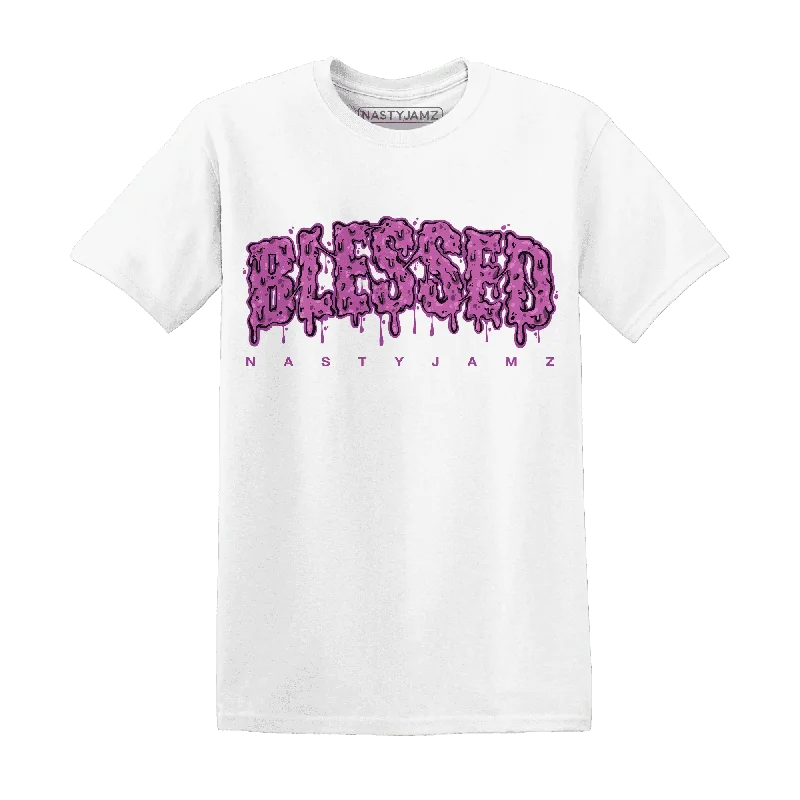 Urban Unisex Fashion Outfits Sleek Style Discounts NastyJamz GS Hyper Violet 4s T-Shirt Match Blessed Text