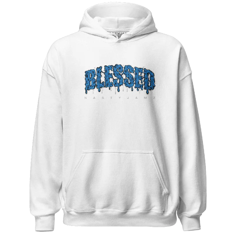 Classic And Timeless Unisex Style Exclusive Discount NastyJamz Industrial Blue 4s Hoodie Match Blessed Text