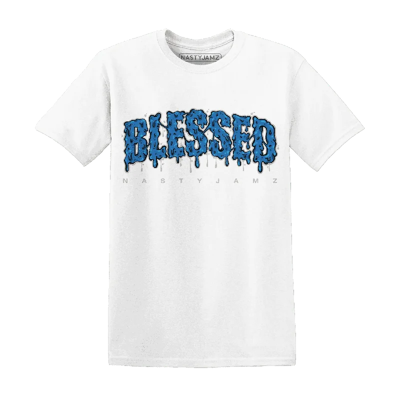 Minimalist Unisex Fashion Essentials Chic & Modern Sales NastyJamz Industrial Blue 4s T-Shirt Match Blessed Text