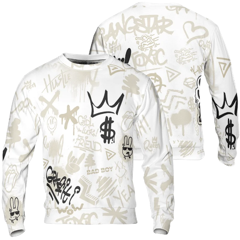 Contemporary Gender-Free Clothing Styles Durable Fashion Picks NastyJamz Gratitude 11s Sweatshirt Match Graffiti King Doodle Style All-Over Print