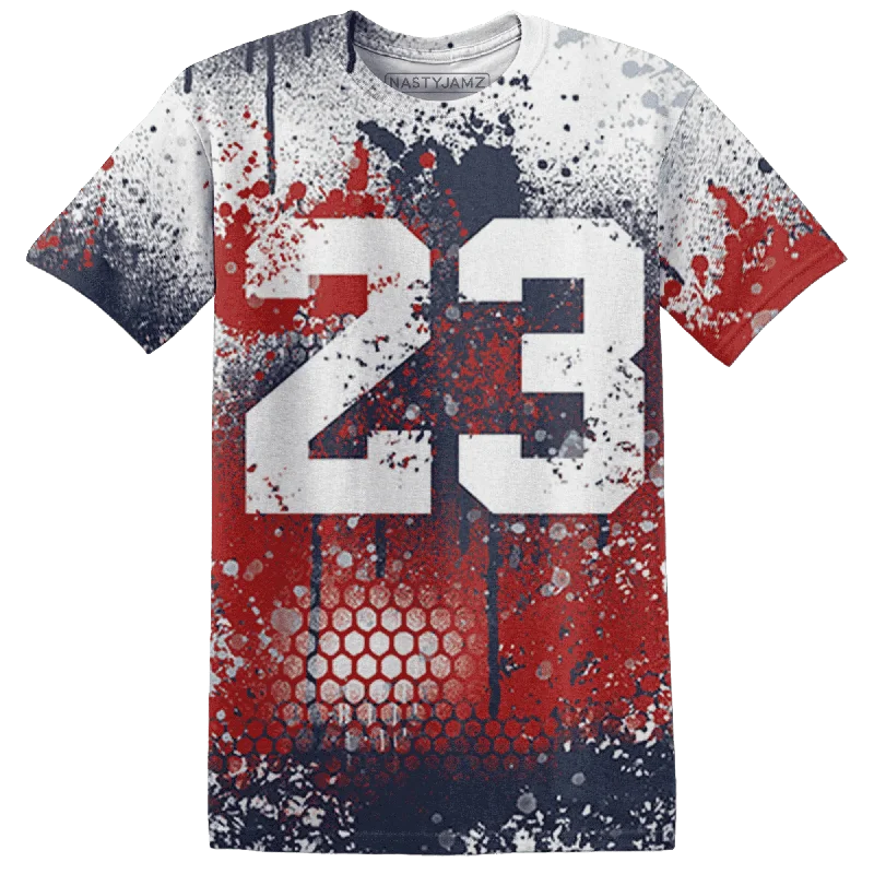 Urban-Inspired Unisex Fashion Trends Unleash Your Style NastyJamz White Navy 6s T-Shirt Match 23 Painted Graffiti