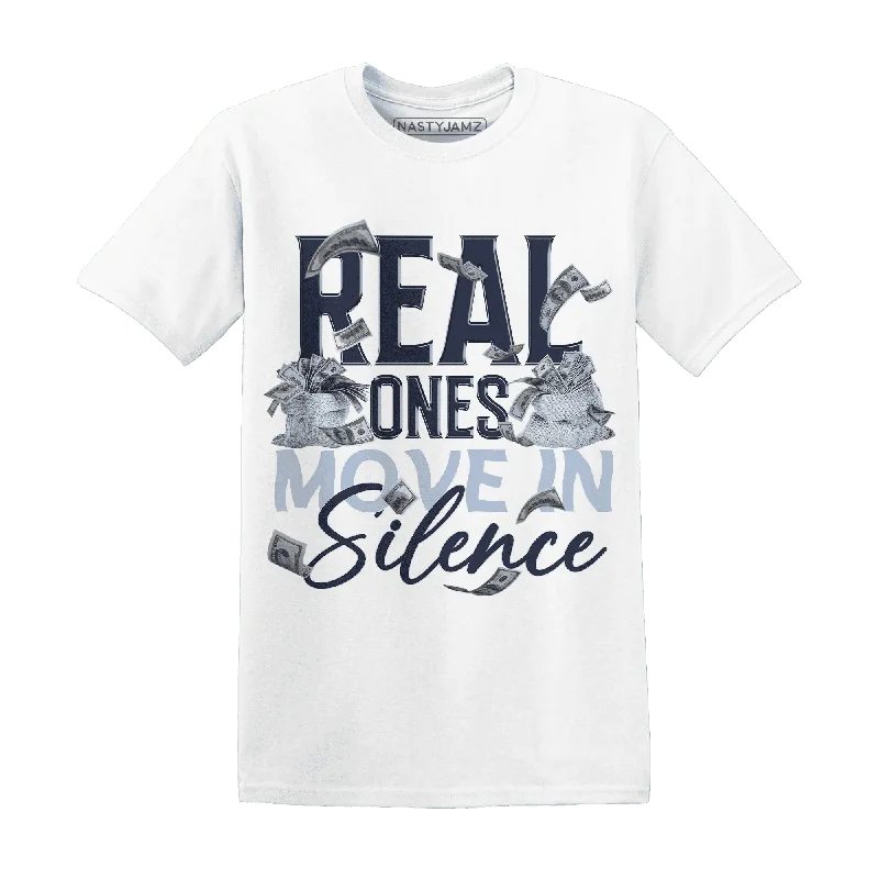 Trendy Unisex Streetwear Fashion Don't Miss Out NastyJamz White Navy 6s T-Shirt Match  Move In Silence Money