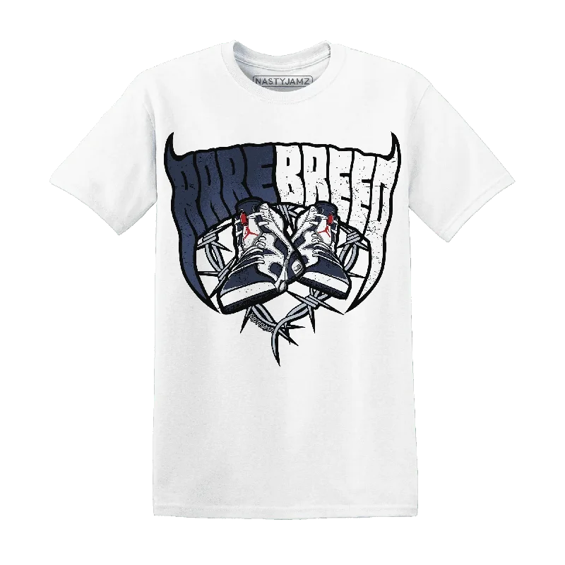 High-Quality Unisex Basics For Everyday Wear Fashion Essentials NastyJamz White Navy 6s T-Shirt Match Rare Breed Sneaker