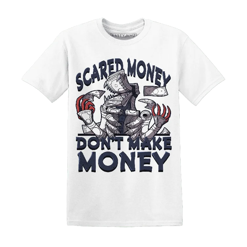 Sustainable Gender-Neutral Apparel Winter Warehouse Sale NastyJamz White Navy 6s T-Shirt Match  Scared Money