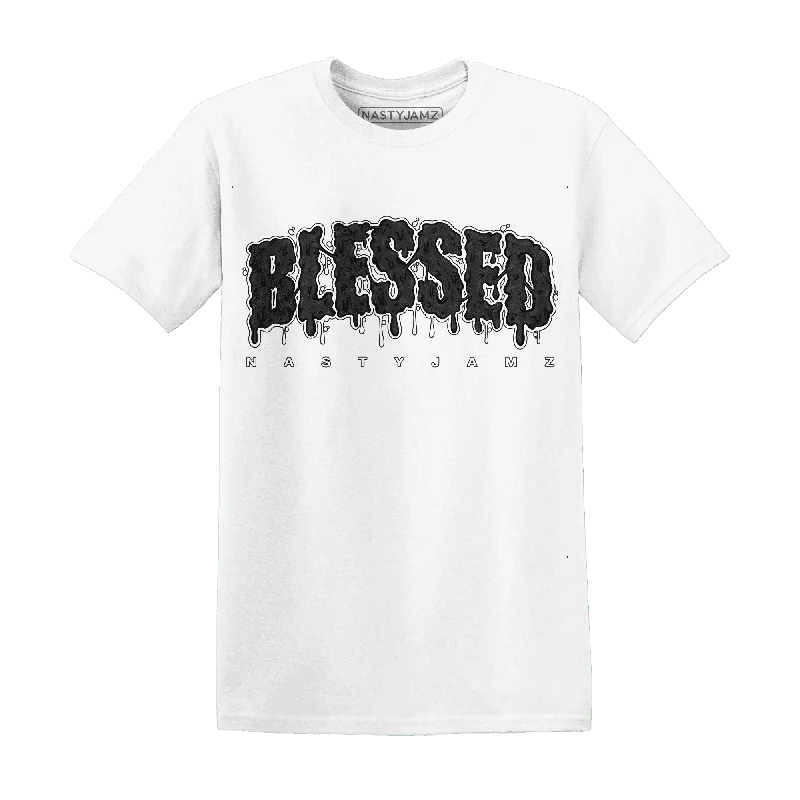 Chic And Casual Unisex Fashion Trends Sleek Style Discounts NastyJamz White Thunder 4s T-Shirt Match  Blessed Text