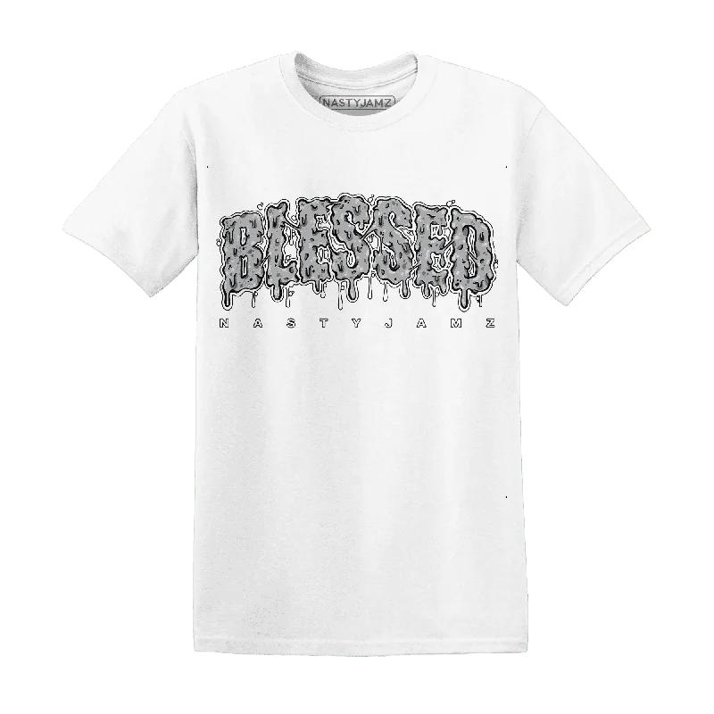 Gender-Neutral Trendy Clothing Styles Effortless Style, Endless Impact NastyJamz Wolf Grey 1s T-Shirt Match  Blessed Text