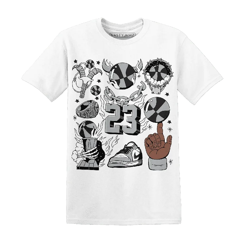 Sleek And Contemporary Gender-Free Outfits Laid-Back Fashion Offers NastyJamz Wolf Grey 1s T-Shirt Match  Neclaces Number 23